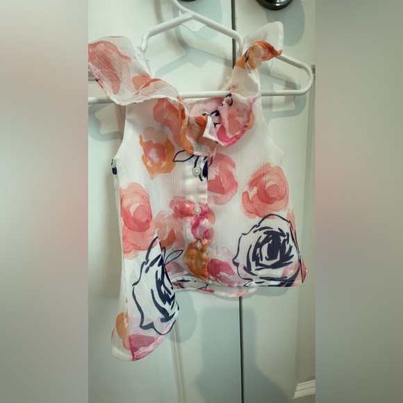 Janie & Jack Baby Girl Floral Print Blouse Size 6-12m perfect condition - Picture 2 of 3